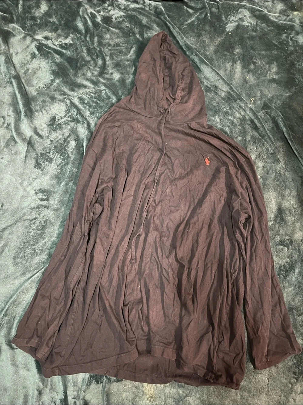 Polo by Ralph Lauren Men's Hooded Long-Sleeve Tee in Dark Burgundy  3XB